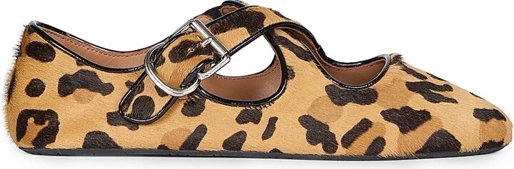 Women's Criss-Cross Leather Ballet Flats - Brun Sepia - Size 6