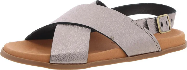 Womens Criss-Cross Leather Slingback Sandals