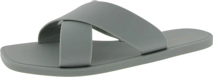 Womens Criss-Cross Manmade Slide Sandals