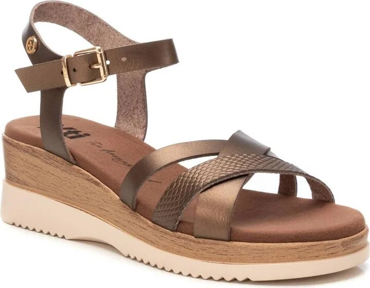 Women's Criss Cross Straps Low Wedge Sandals By Xti - Image 2