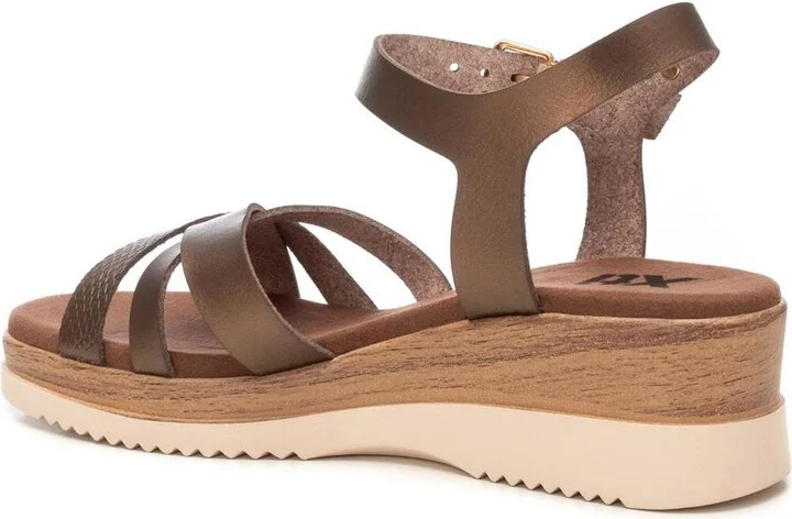 Women's Criss Cross Straps Low Wedge Sandals By Xti - Image 4