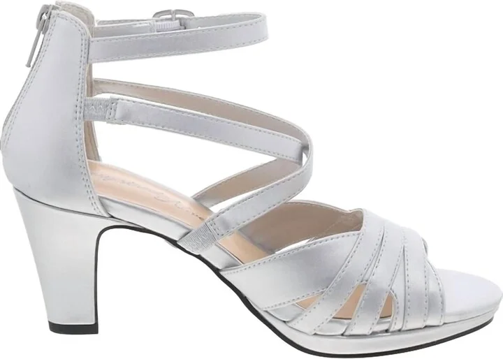 Women's Crissa Heeled Sandal In Silver Satin