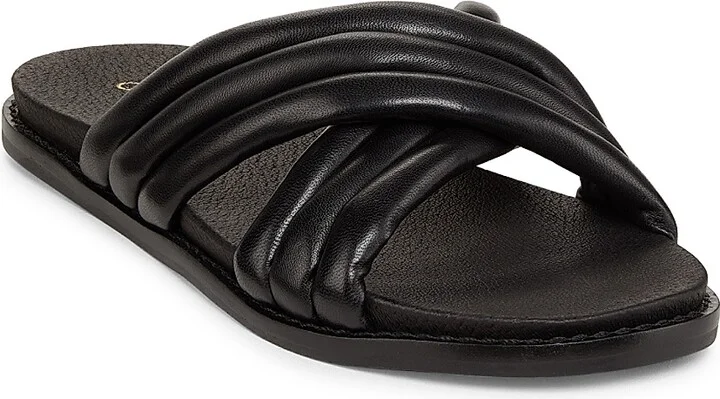Women's Crisscross Leather Slide Sandals - Black - Size 5 - Image 2