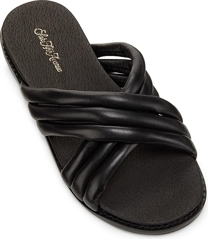Women's Crisscross Leather Slide Sandals - Black - Size 5 - Image 4