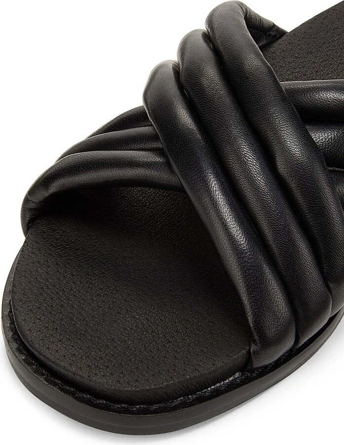 Women's Crisscross Leather Slide Sandals - Black - Size 5 - Image 5