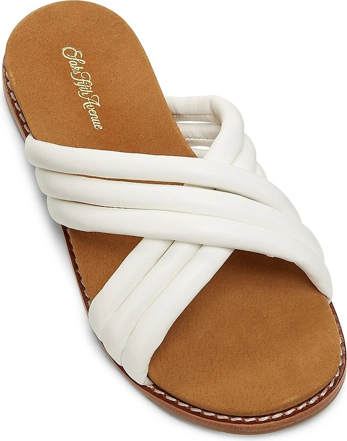 Women's Crisscross Leather Slide Sandals - Black - Size 5 - Image 8