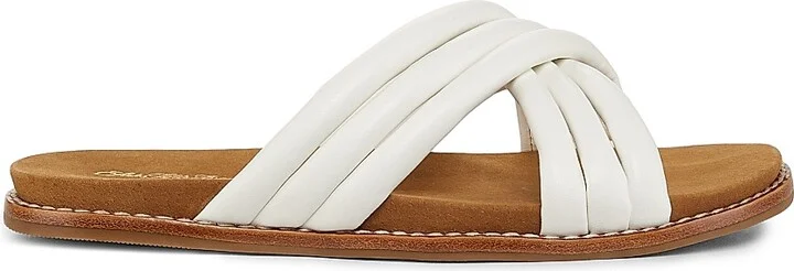 Women's Crisscross Leather Slide Sandals - Black - Size 5 - Image 10