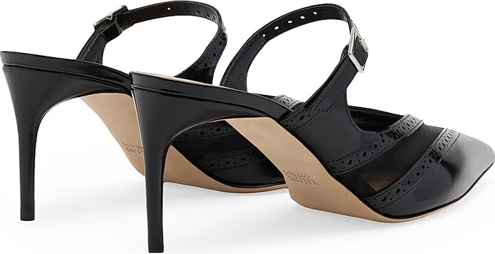 Women's Cristi 70MM Brushed Leather and Mesh Mules - Black - Size 11 - Image 4
