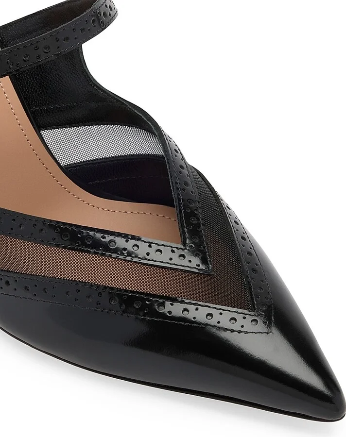 Women's Cristi 70MM Brushed Leather and Mesh Mules - Black - Size 11 - Image 5