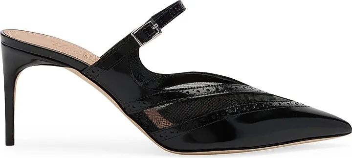 Women's Cristi 70MM Brushed Leather and Mesh Mules - Black - Size 11
