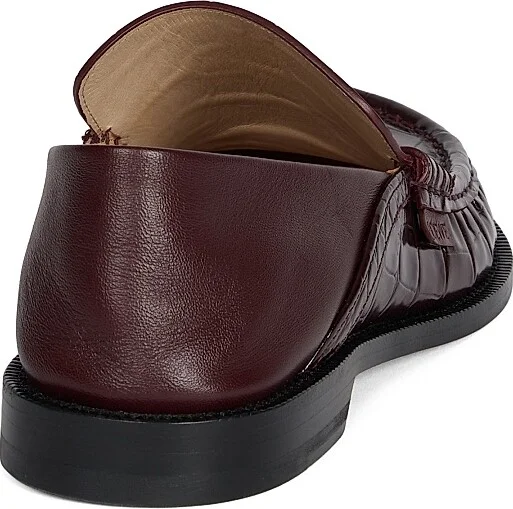 Women's Croc-Embossed Leather Loafers - Burgundy - Size 6 - Image 3