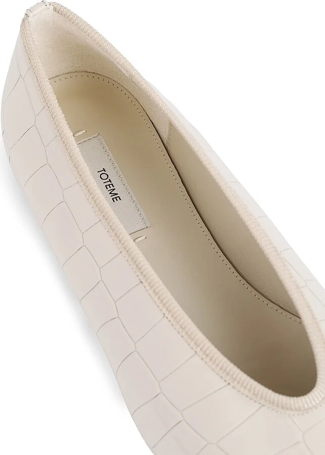 Women's Croc-Embossed Patent Leather Ballerina Flats - Black - Size 5 - Image 6
