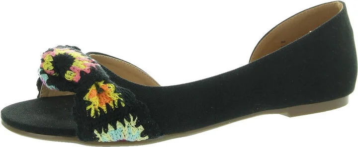 Womens Crochet Canvas Ballet Flats