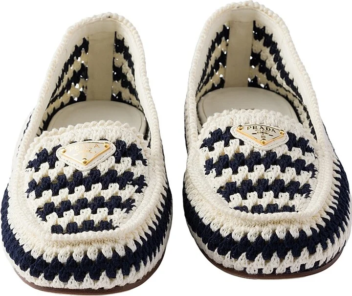 Women's Crochet Loafers - Blue White - Size 5 - Image 4