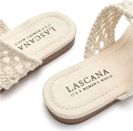 Women's Crochet Look Sandals - LASCANA - Beige Lace - Image 2