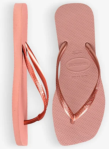 Womens Crocus Rose Slim Square-Toe Rubber Flip Flops 3/4 - Image 2