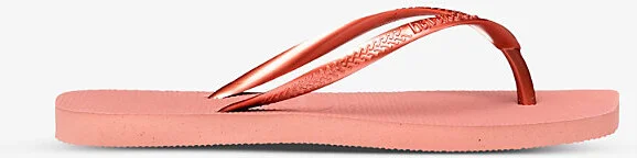 Womens Crocus Rose Slim Square-Toe Rubber Flip Flops 3/4