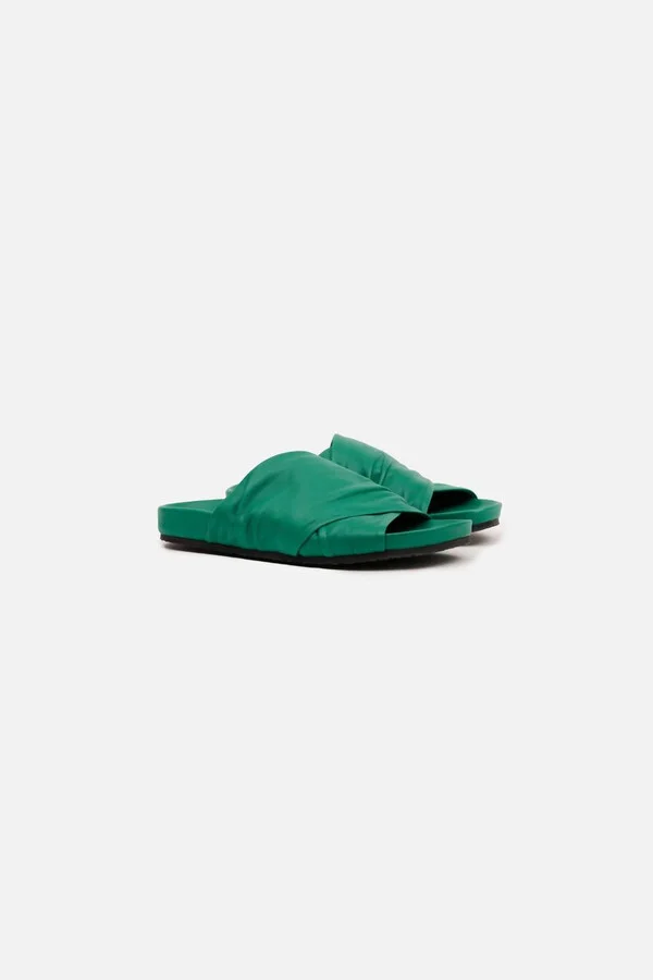 Women's Cross Italian Leather Sandals In Emerald Green