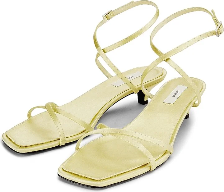 Women's Crossover 35MM Leather Sandals - Pale Yellow - Size 5 - Image 2