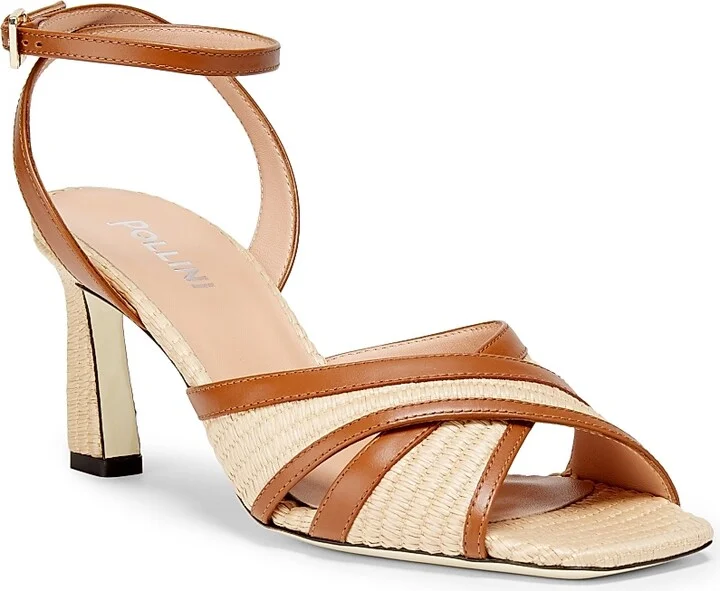 Women's Crossover 75MM Raffia & Leather Sandals - Desert Rodeo - Size 11 - Image 2