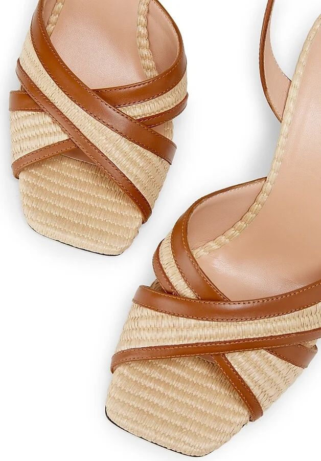 Women's Crossover 75MM Raffia & Leather Sandals - Desert Rodeo - Size 11 - Image 4