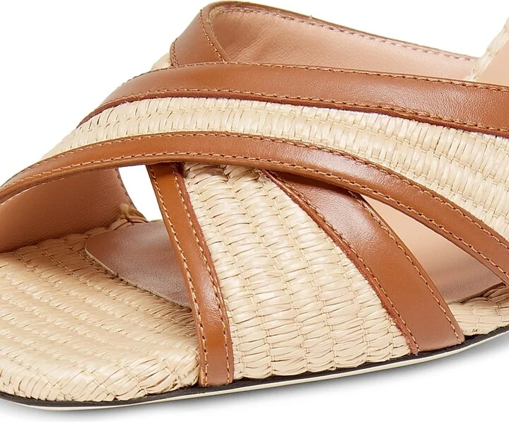 Women's Crossover 75MM Raffia & Leather Sandals - Desert Rodeo - Size 11 - Image 6