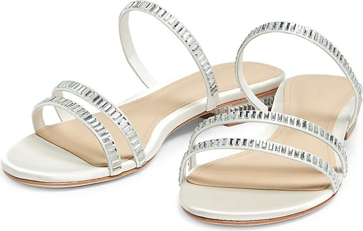 Women's Crystal-Embellished Sandals - White - Size 6 - Image 2