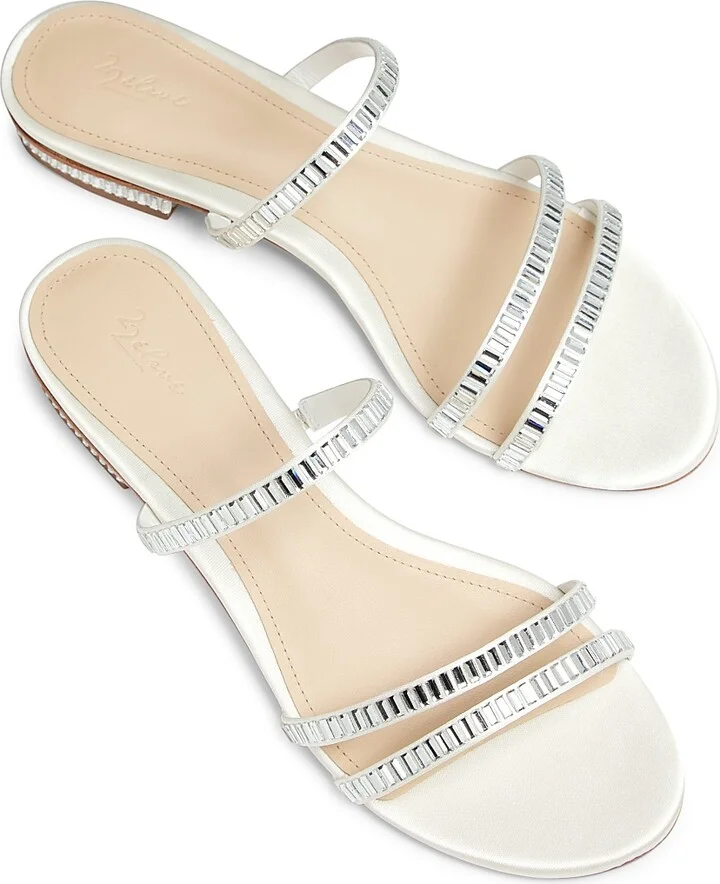 Women's Crystal-Embellished Sandals - White - Size 6 - Image 4
