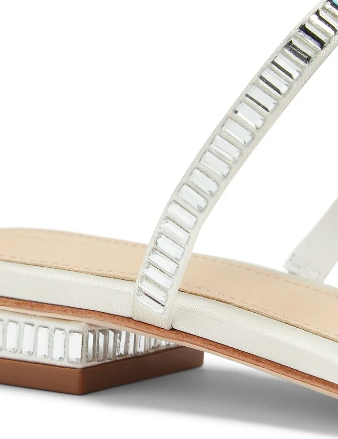 Women's Crystal-Embellished Sandals - White - Size 6 - Image 5