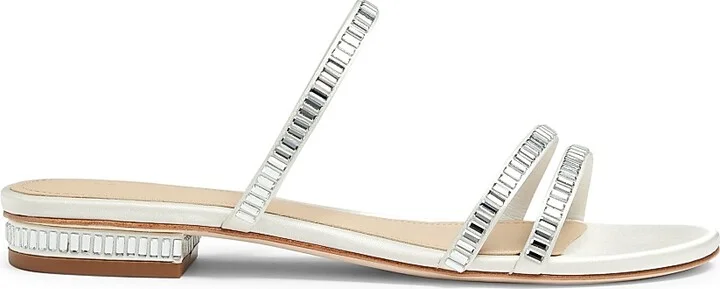 Women's Crystal-Embellished Sandals - White - Size 6