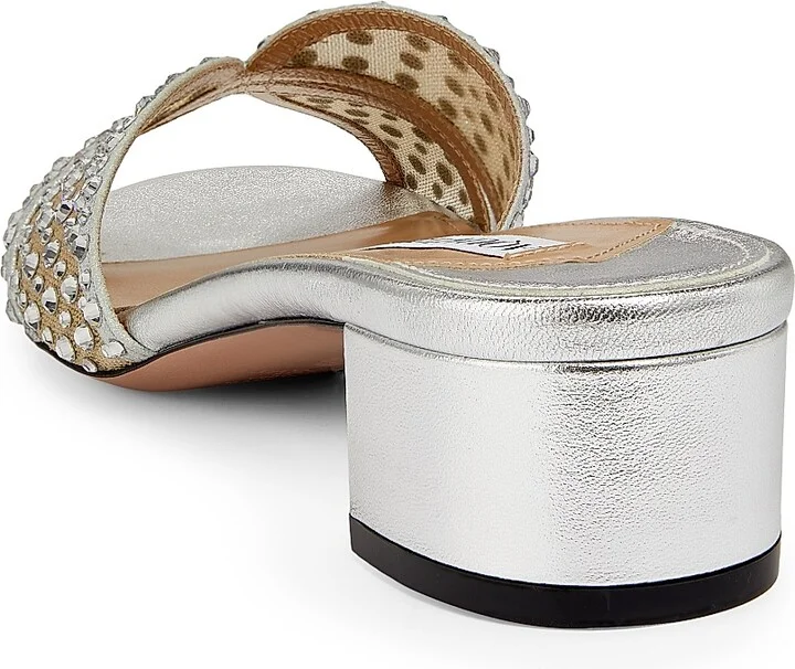 Women's Crystal Lover 35MM Mules - Silver - Size 5 - Image 3