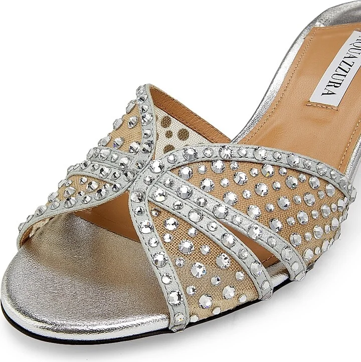 Women's Crystal Lover 35MM Mules - Silver - Size 5 - Image 5