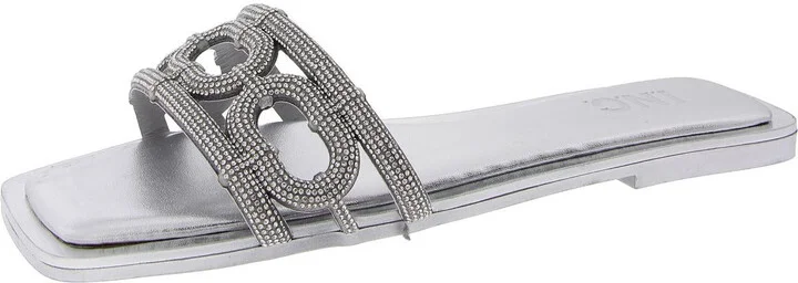 Womens Crystal Open Toe Slide Sandals