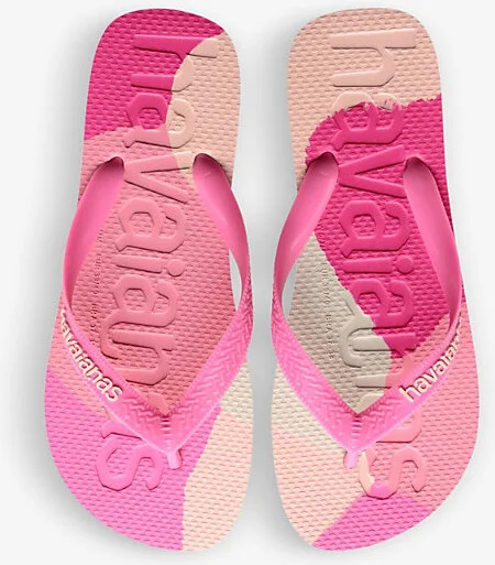 Womens Crystal Rose Top Logomania Rubber Flip-Flops 11/12 - Image 2