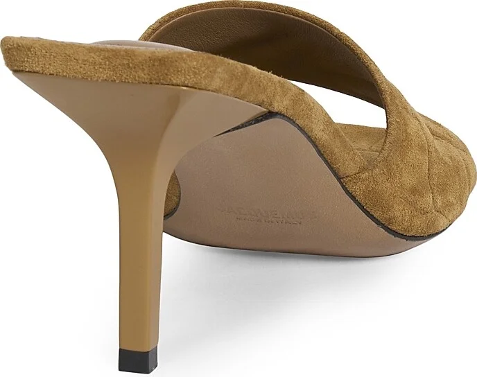 Women's Cubisto 70MM Embossed Suede Mules - Camel - Size 5 - Image 3