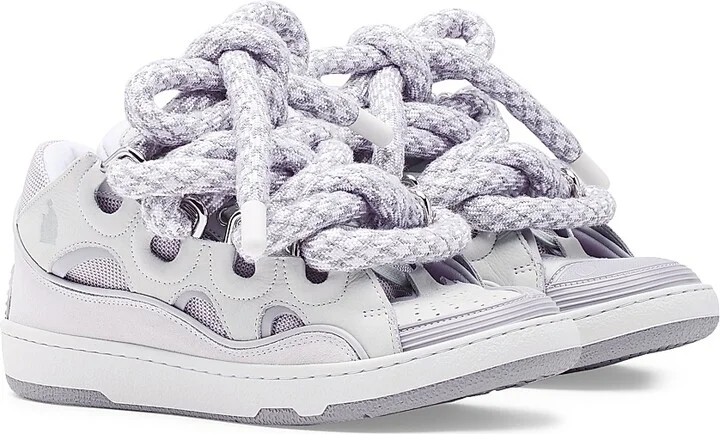 Women's Curb Sneakers In Leather With Snake Laces - White - Size 4 - Image 2