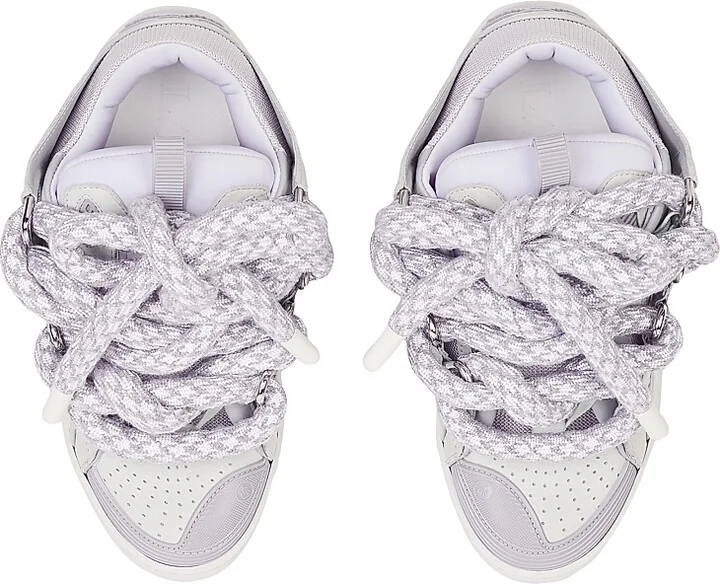 Women's Curb Sneakers In Leather With Snake Laces - White - Size 4 - Image 3