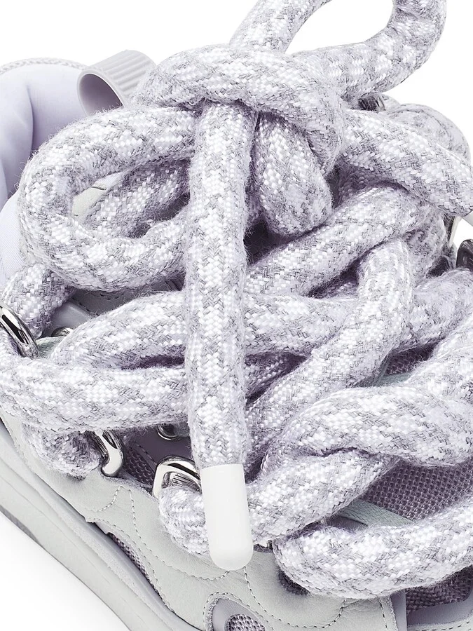Women's Curb Sneakers In Leather With Snake Laces - White - Size 4 - Image 5