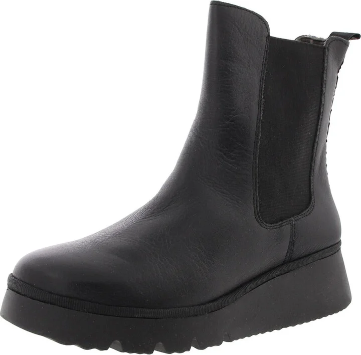 Womens Cushioned Footbed Faux Leather Ankle Boots