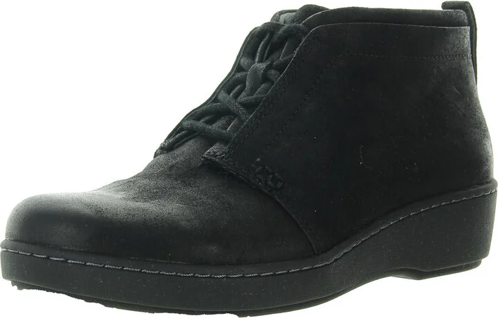 Womens Cushioned Footbed Leather Ankle Boots
