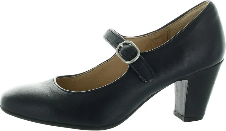 Womens Cushioned Footbed Leather Block Heels