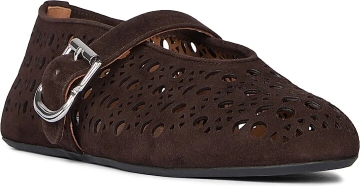 Women's Cut-Out Suede Ballet Flats - Brun Fonce - Size 7.5 - Image 2