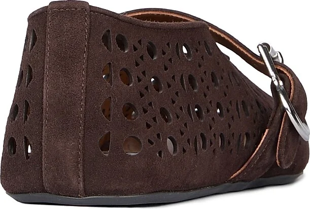 Women's Cut-Out Suede Ballet Flats - Brun Fonce - Size 7.5 - Image 3