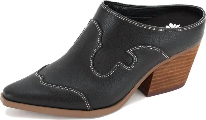 Women's Cyan Heeled Mule In Black