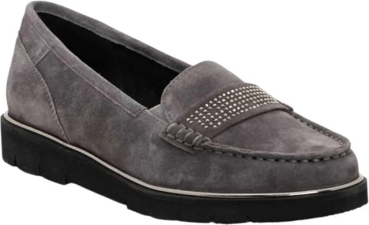 Women's Daffodil Rhinestone Keeper Wedge Loafer In Steel