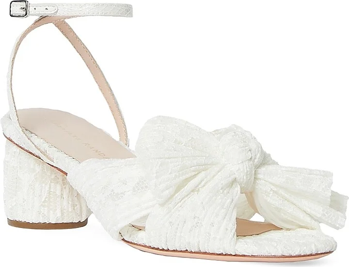 Women's Dahlia 50MM Lace Bow Sandals - White Cream - Size 7.5 - Image 2
