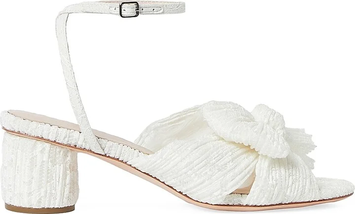 Women's Dahlia 50MM Lace Bow Sandals - White Cream - Size 7.5