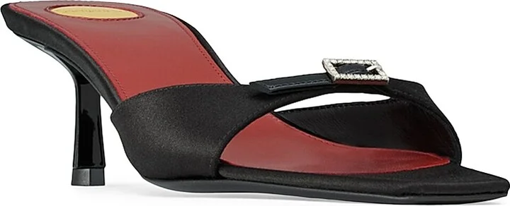 Women's Daisy Mules in Satin Crepe - Black - Size 6 - Image 2