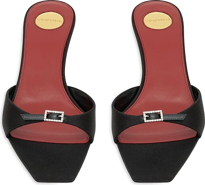 Women's Daisy Mules in Satin Crepe - Black - Size 6 - Image 3