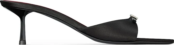 Women's Daisy Mules in Satin Crepe - Black - Size 6